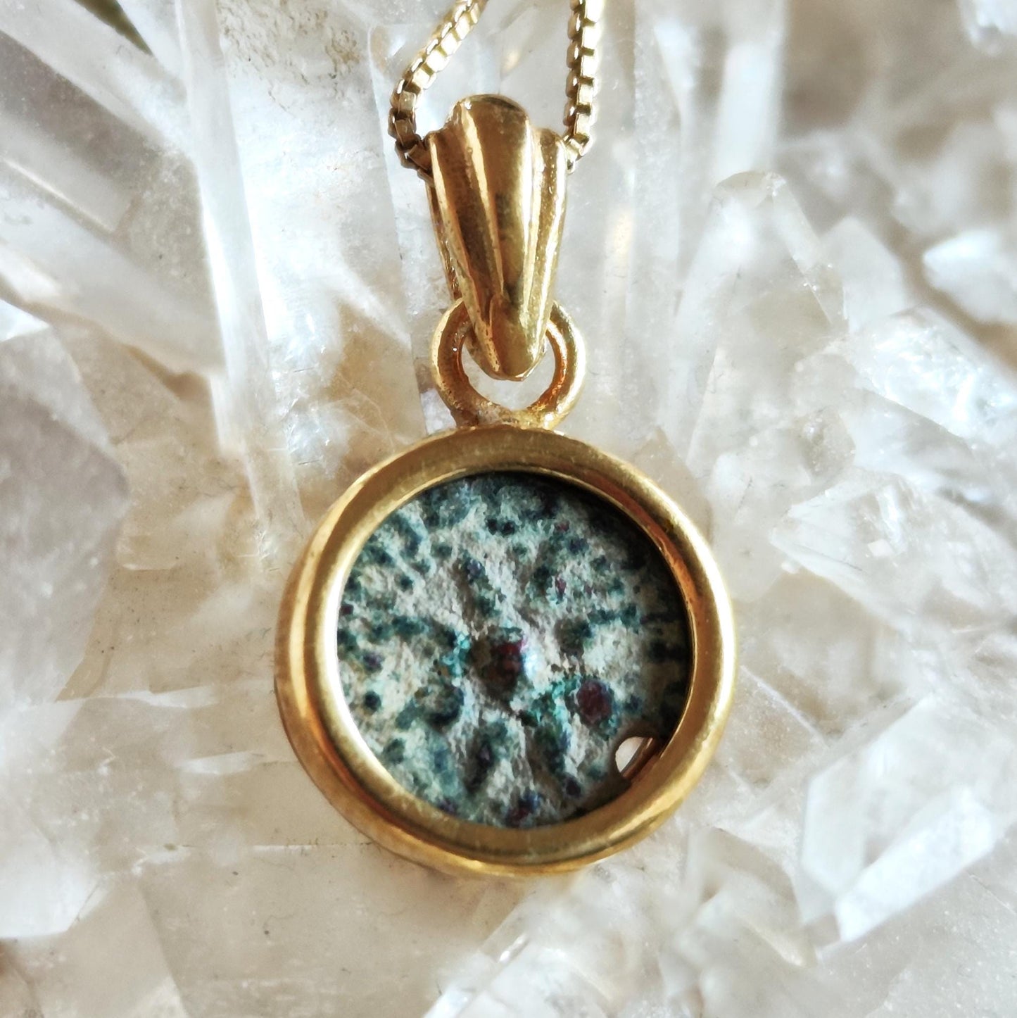 Christian Widow's Mite Coin Dainty Pendant, Antique Bible Coin Small Necklace, Gold Plated Charm Barr Designs