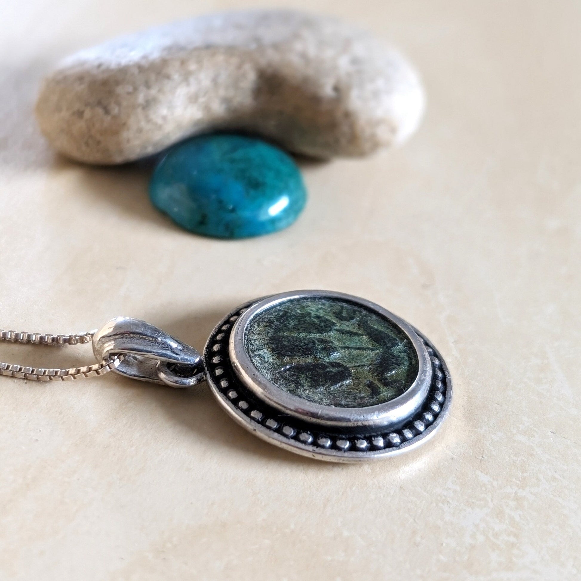 Antique Roman Coin Pendant: Herod Agrippa, Sterling Silver, History Gift Barr Designs