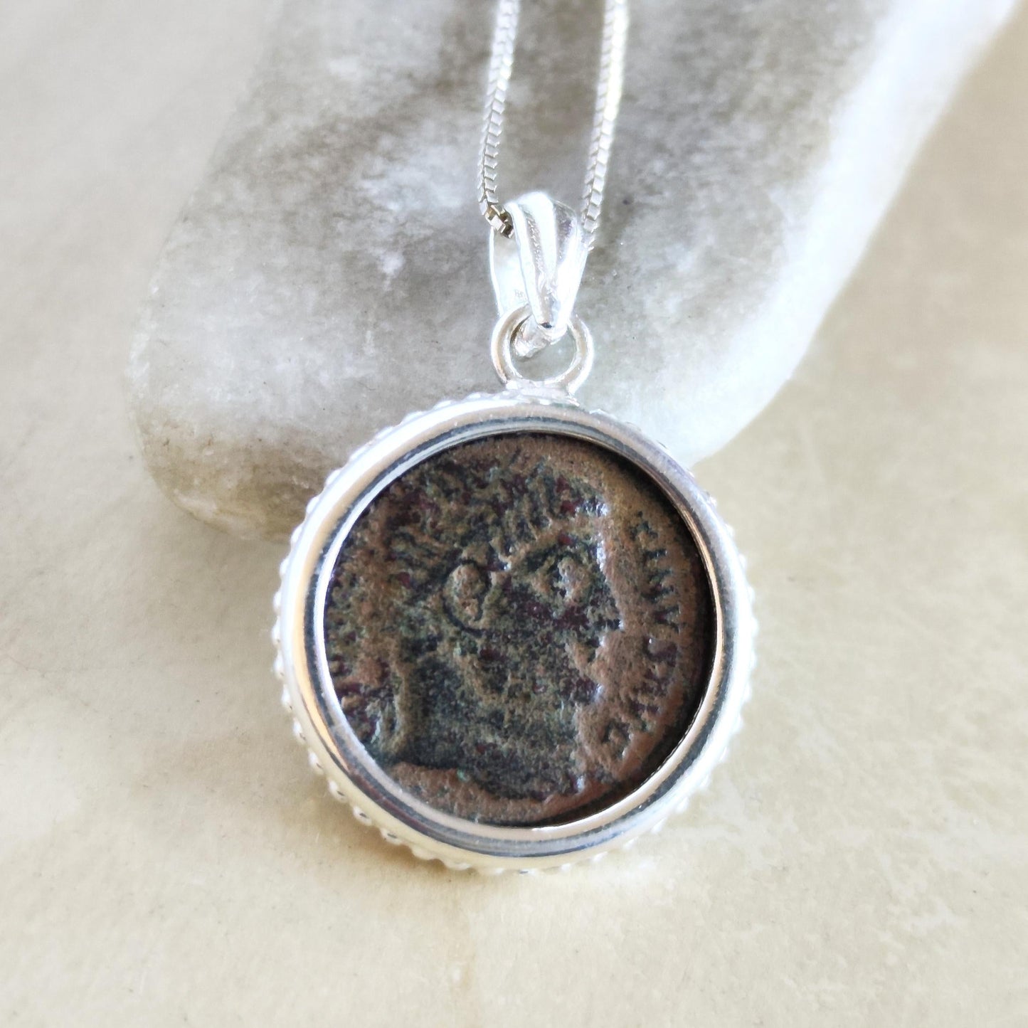 Genuine Constantine I Coin Necklace, Antique Roman Silver Medallion, History Gift Barr Designs