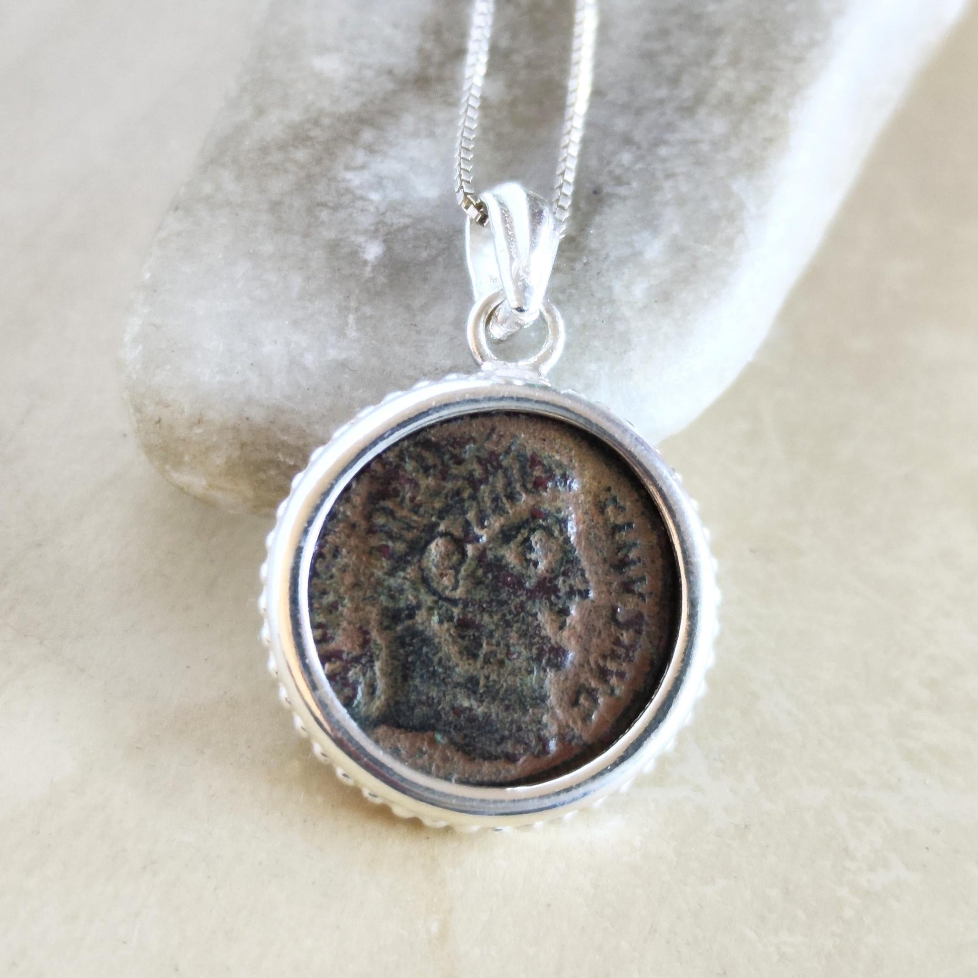 Genuine Constantine I Coin Necklace, Antique Roman Silver Medallion, History Gift Barr Designs