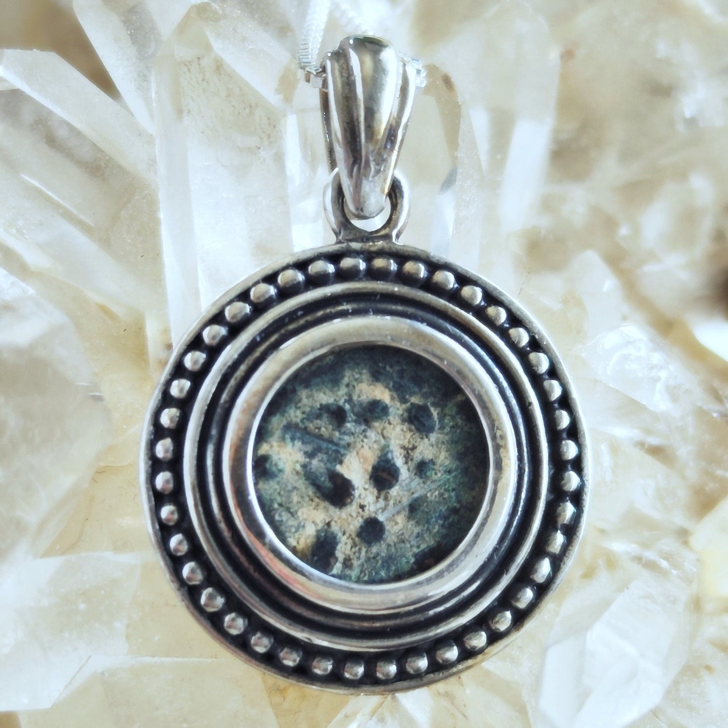 Ancient Christian coin pendant, Antique widow's mite silver pendant with certificate, Religious men unisex medallion, Jesus poor widow mite