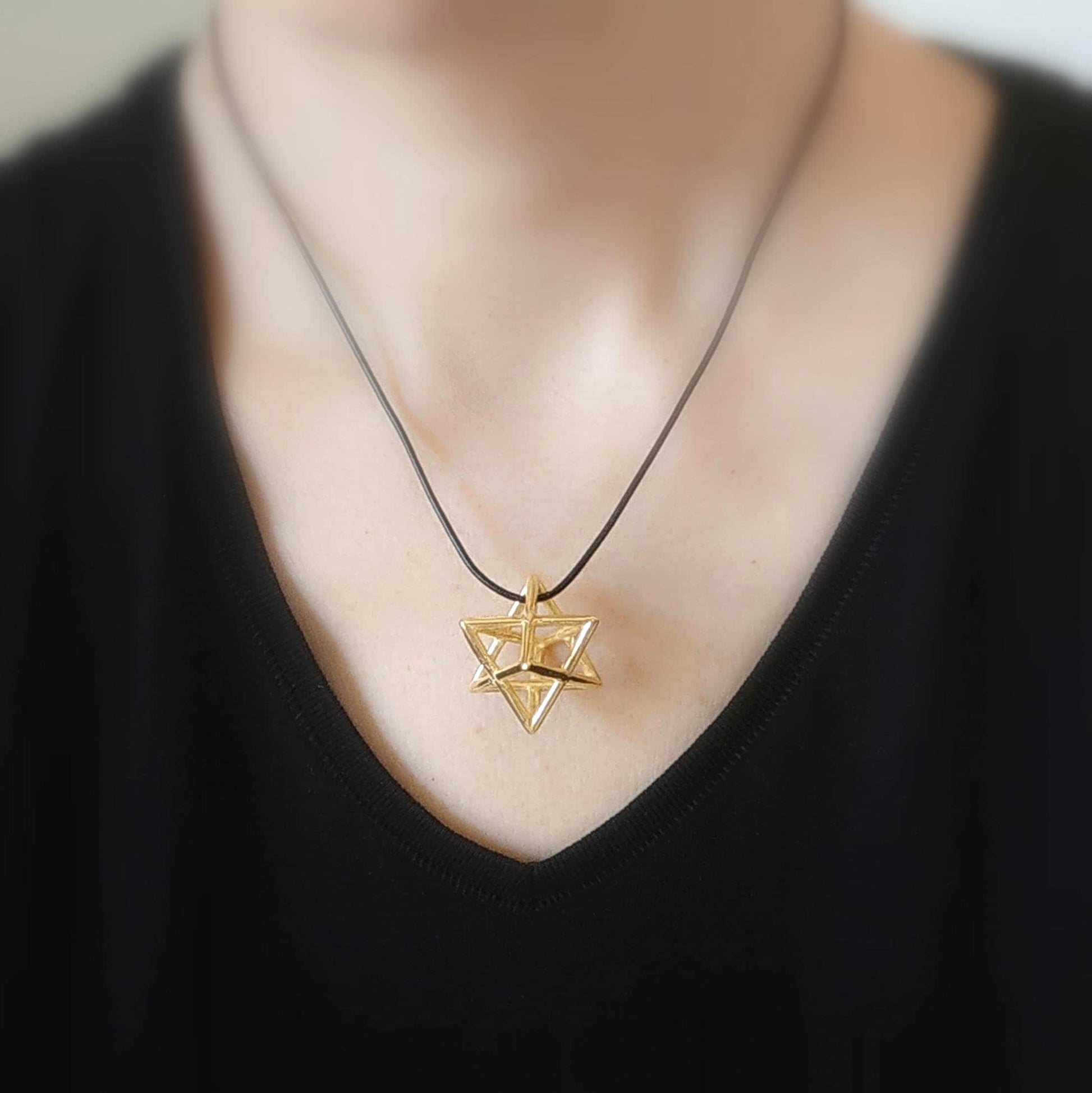 Extra Large Merkaba Pendant, Gold Plated Kabbalah Jewelry, Sacred Geometry Mystic Protection Amulet Barr Designs