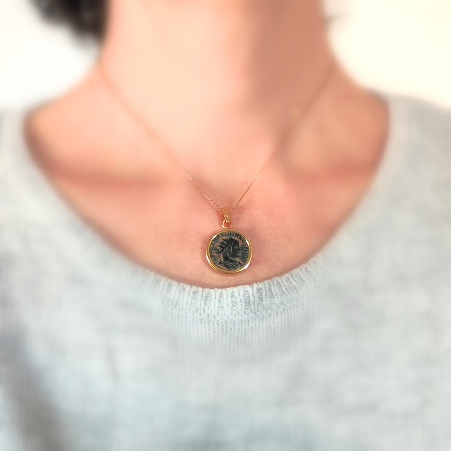 Genuine Roman Coin of Emperor Maximianus Pendant,  Ancient Coin Medallion Necklace, Roman Empire  Statement Necklace