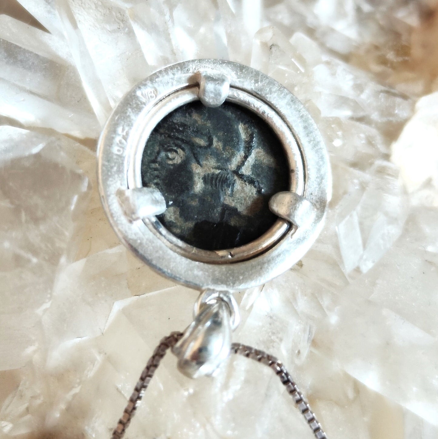 Authentic Roman Romulus & Remus coin necklace, Ancient history Silver medallion, unisex jewelry, antique Constantine She wolf bronze coin