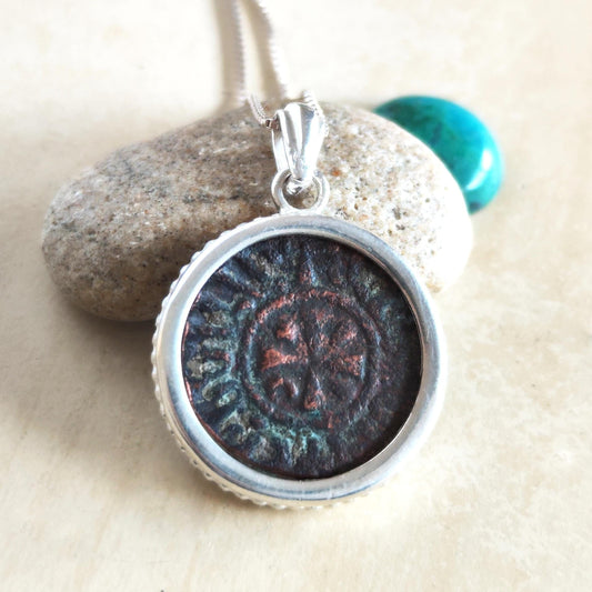 Ancient Latin Cross Coin Silver Necklace, Antique Crusader Knight Templar Coin Medallion, Medieval Armenia Kingdom Pendant, Christian Gift