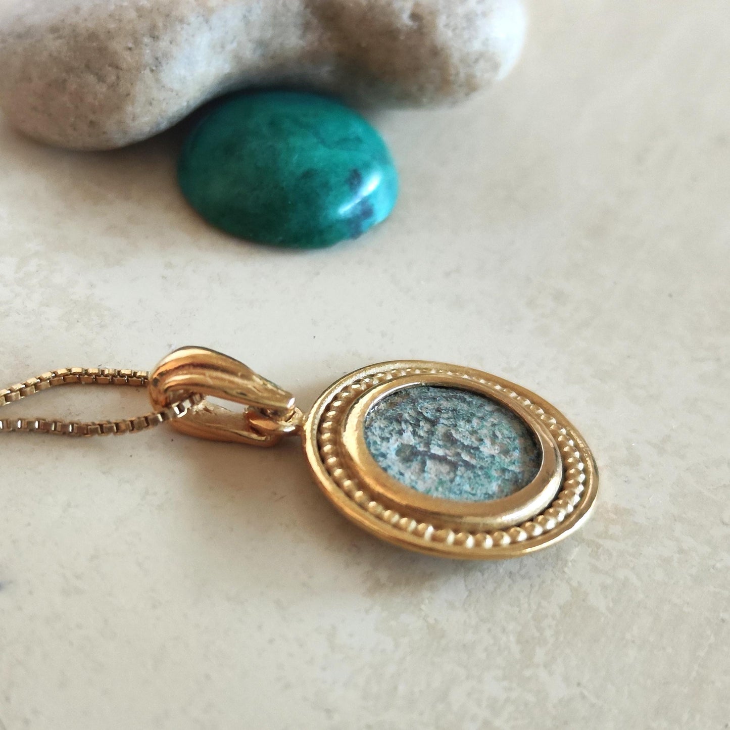 Christian Coin Necklace: Antique Biblical Widow's Mite Coin, Gold Plated Pendant Barr Designs