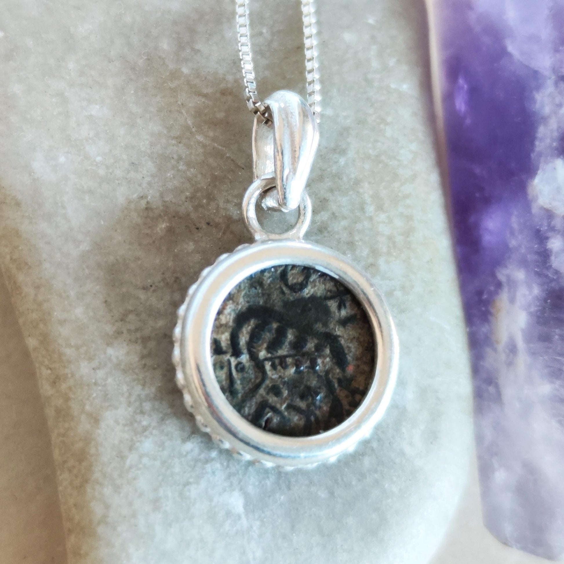 Romulus & Remus Coin Necklace: Sterling Silver Ancient Roman She Wolf Pendant Barr Designs