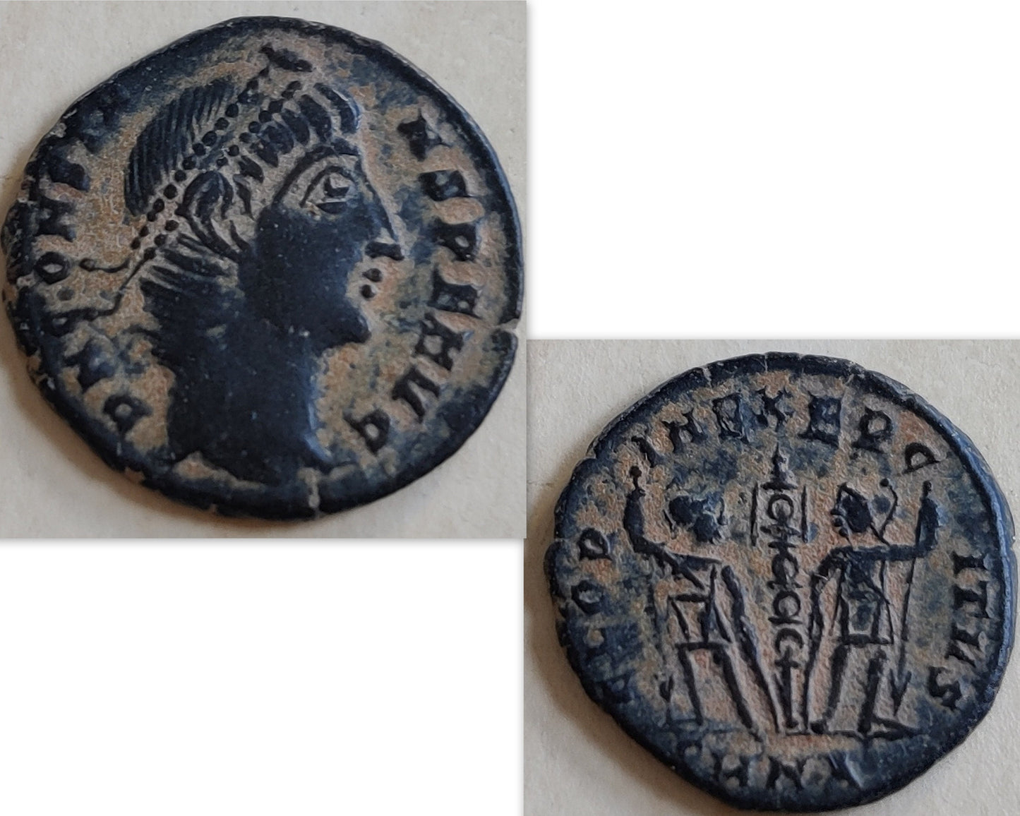 Genuine certified Roman coin silver necklace, ancient bronze coin pendant, Emperor Constans medallion, vintage style men unisex gift