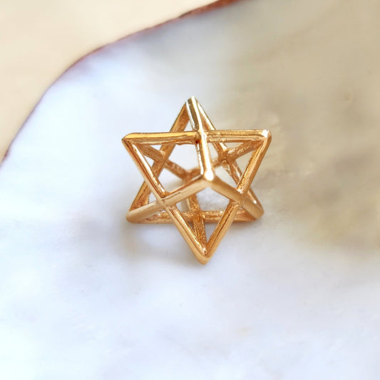 Gold Plated Silver Merkaba Pendant: Sacred Geometry Small Charm Barr Designs