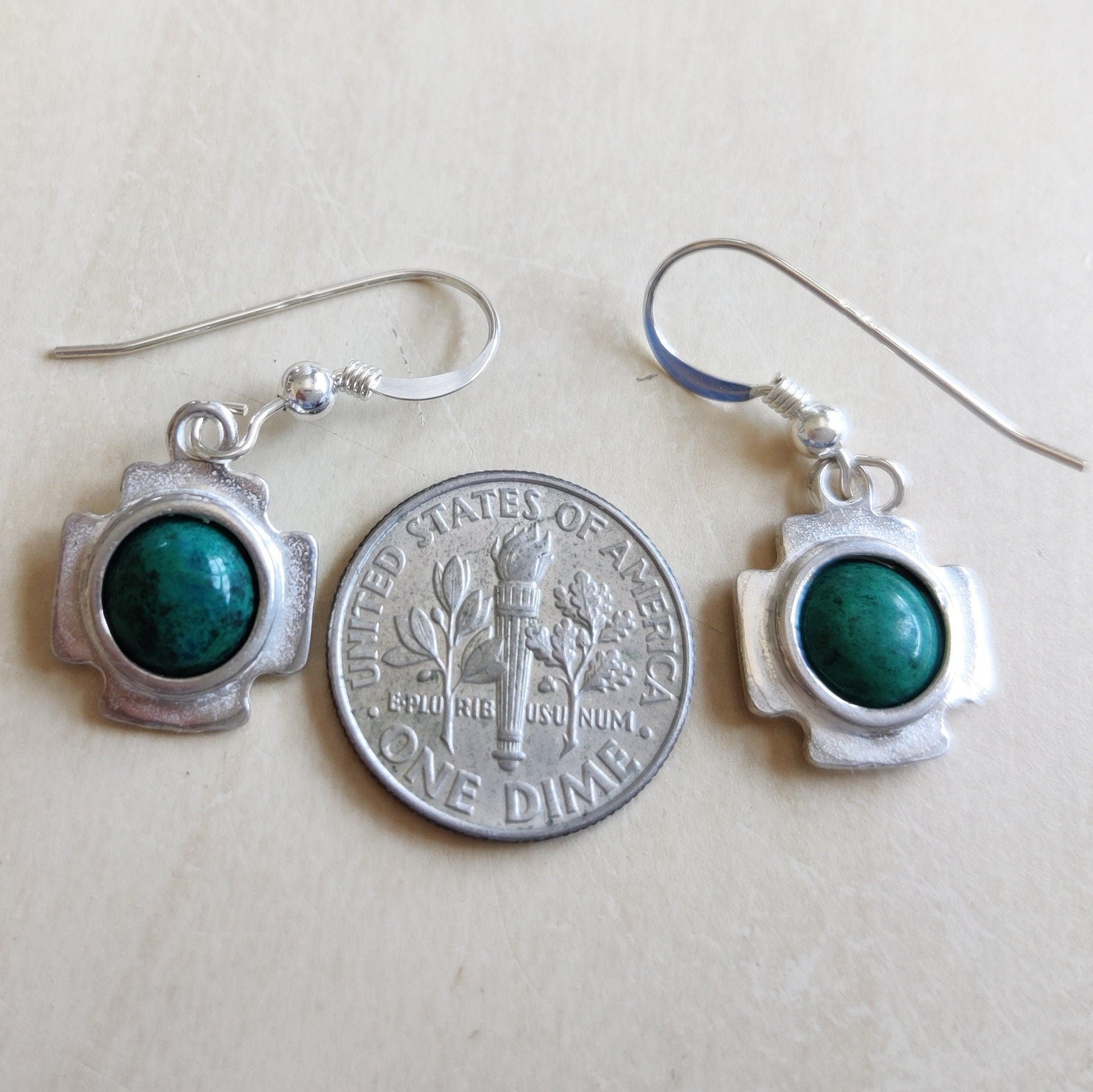 Eilat Stone Christian Cross Earrings: Sterling Silver Dangle Barr Designs