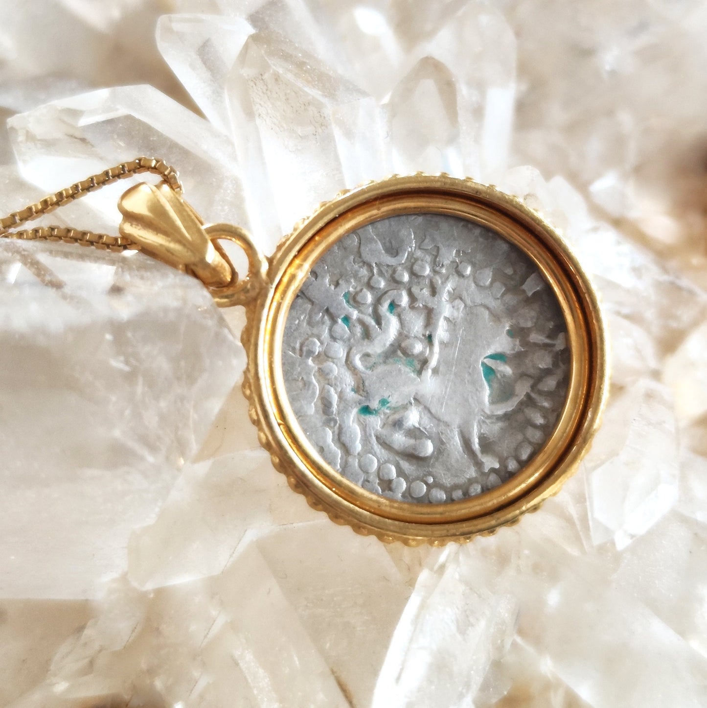 Ancient Medieval Silver Coin Necklace, Authentic Armenia Kingdom Horse Lion Coin, Christian Crusader Cross pendant, Vintage style jewelry