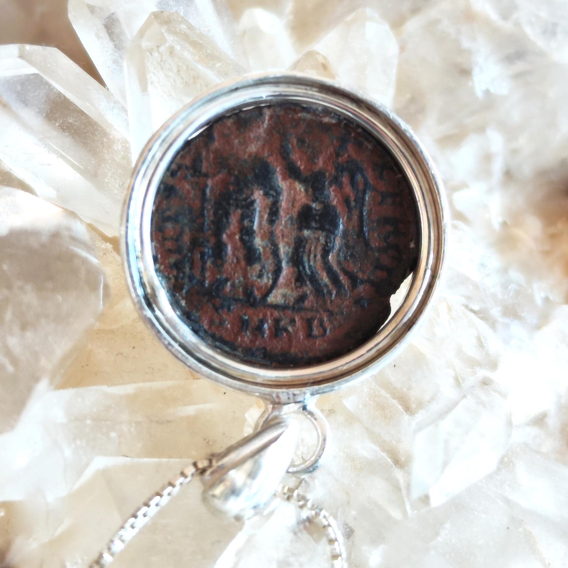 Antique Silver Medallion of Roman Emperor Arcadius, Early Christian Coin Men Jewelry Barr Designs