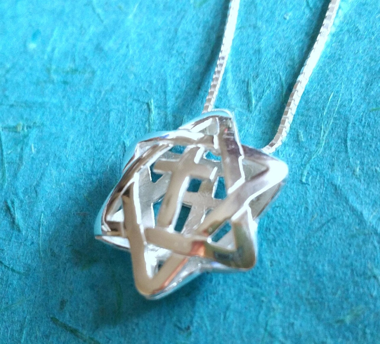 Sterling Silver Star of David with Cross Pendant: Messianic Interfaith Necklace Barr Designs